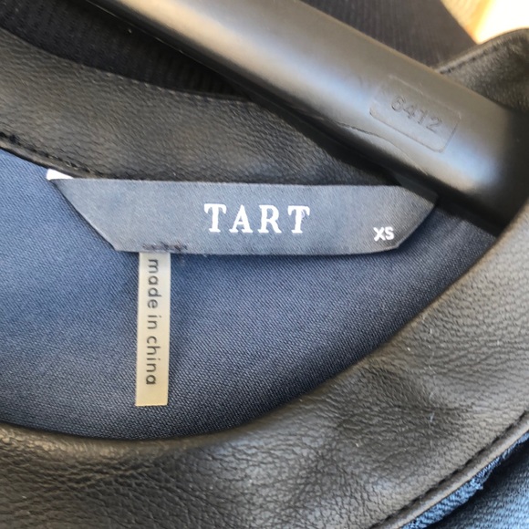 Beautiful Blue Lace Dress by Tart, with faux black Leather & Zipper on the back - Picture 4 of 15